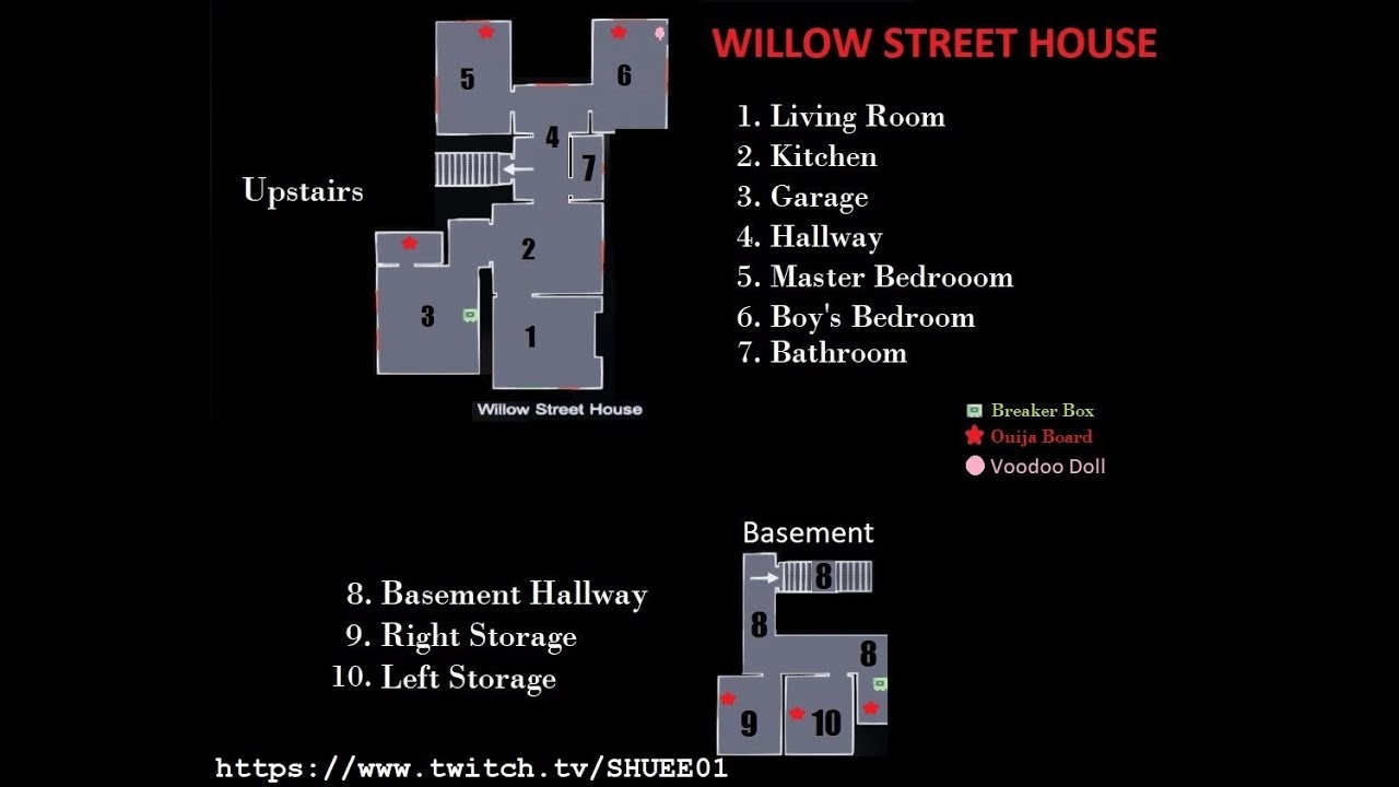 Карта willow street house phasmophobia