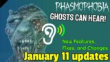 Phasmophobia Update January 11 2021 – Beta branch – Ghosts can hear during hunts! Exploit Fixes…